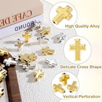60 Pcs Cross Charms for Jewelry Making, Religious Cross Beads for Bracelets, Crosses for Jewelry Making, Bracelets, Necklaces, DIY Crafts (Gold, Silver) - color: 60pcs, 16x12mm, Gold,Silver