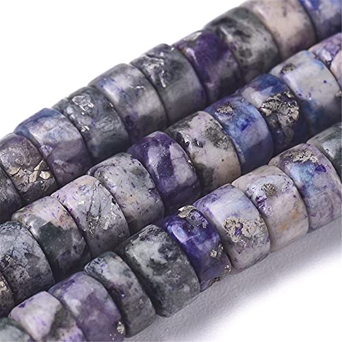 Craftdady 354pcs Heishi Coin Natural African Pyrite Gemstone Beads Flat Round Disc Energy Healing Crystal Stone Loose Beads 4mm for Jewelry Bracelet Necklace Earring, Lilac - color: African Pyrite, Lilac, size: 4mm