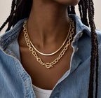 CHESKY 14K Gold Plated Chunky Necklace for Women, Trendy Paperclip Chain Necklace Thick Cross Heart Pendant Necklace Layered Herringbone Cuban Link Chain Toggle Necklaces Non Tarnish Jewelry - color: gold, style: paperclip+herringbone