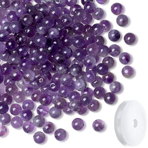 Natural Amethyst Beads 100Pcs 8mm Purple Crystal Beads Loose DIY Round Stone Bead for Bracelet Necklace Earrings Making - color: A-Purple Amethyst, size: 100pcs