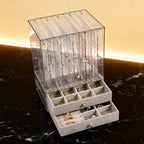 Greenfeather Jewelry Organizer with 7 Removable Drawers, Clear Acrylic Jewelry Box with 40 Necklace Hooks 120 Pairs of Earring Holes 2 Velvet-Lined Drawers for Rings Necklaces Earrings - color: Gray-Style A