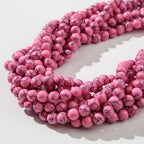 8mm Turquoise Beads 190pcs Natural Stone Gemstone Bead Round Loose Beads for DIY Crafts Bracelet Necklace Earrings Jewelry Making (Pink) - color: pink
