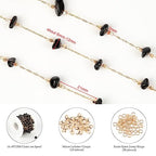 KYUNHOO 16.4 Feet Natural Stone Jewelry Chains Bulk Black Irregular Stones Chains for Necklace Anklet DIY Gold Plated Jewelry Making Supplies - color: Natural Stone-Black