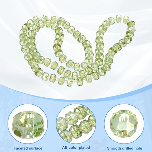 PATIKIL 75 Pcs 8mm OD 5mm Thick Crystal Glass Beads, Rondelle Crystal Beads Faceted Cut Gemstone Strand with Spacer Beads for Craft, Bracelet, Necklace, Olive Green - color: Olive Green