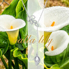 Long Necklace Sterling Silver Larait Bar Y Lariat Long Chain Drop Adjustable Necklace Gift for Her, 30" - style: Long Calla Lily Necklace