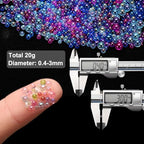 Iridescent Glass Tiny Bubble Beads, 0.4-3mm 20g No Hole Micro Mini Round Bluish Purple Water Droplets Beads - Applications: for Resin, Nail Art, Dollhouse Bath Tub, 2-Pieces - color: Bluish Purple, size: φ0.4-3mm