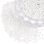 PH PandaHall About 1000 Pcs 4mm Tiny Satin Luster Glass Pearl Bead Round Loose Spacer Beads for Jewelry Making White - color: White