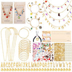 Wurosi 443 Pcs Gold Charm Bracelet Necklace Making Kit for Women, Including 8 Paperclip Chain Bracelets, 4 Paper Clip Chain Necklaces, Accessories for Jewelry Making, Crafts Beginner Supplies Gift - color: 443 Pcs Gold Bracelet Necklace