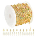 YOUBEIYEE 16.4 Feet Colorful Crystal Chain for Jewelry Making 18K Gold Plated Brass Jewelry Chains Bulk Light Gold Bar Chain Link Necklace Bracelet DIY for Women - color: Rhinestone