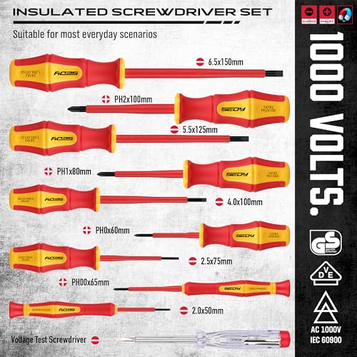 Insulated Screwdriver & Pliers Set: 14-Piece VDE Insulated Set 1000V Insulated Electrician Tool Set with Magnetic Phillips, Slotted Screwdrivers and Insulated Pliers - style: 14 PCS VDE All-in-One + Pliers