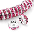 100pcs Adabele Grade A 5mm Crystal Rhinestone Rondelle Loose Beads (Rose Pink) Sterling Silver Plated Spacer for DIY Craft Jewelry Making CF1-503 - color: Rose Pink, size: 5mm (100pcs)