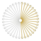 TOAOB 200pcs Eye Pins for Jewelry Making 30mm Gold Silver Brass Open Head Pins Findings for DIY Crafts Necklaces Bracelets Earrings - size: 30mm