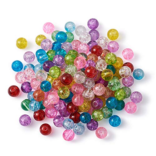 Craftdady 500Pcs 10mm Transparent Crackle Glass Round Beads Tiny Handcrafted Loose Pony Ball Beads Random Mixed Colors for Jewelry Making Hole: 1mm - color: Mixed Colors Crackle, size: 10mm