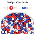 2000pcs Three Colors Clay Beads 6mm for Bracelets Making Flat Round Polymer Clay Bead Heishi Beads for Jewelry Making Earring Bracelets Necklace - color: White Dark red Royal blue