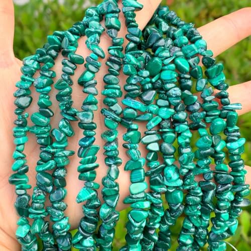Adabele 31 Inch Natural Green Malachite Gemstones Chip Loose Beads Drilled Hole Free Form 5mm-8mm Gem Stone Spacer for Craft Jewelry Making GZ1-32 - color: Malachite, size: 31 Inch/1 Strand