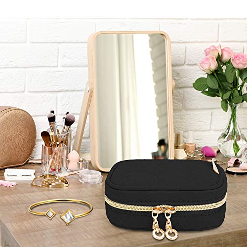 Teamoy Mini Jewelry Travel Case, Storage Organizer Bag for Earrings, Necklace, Rings, Black - color: Black