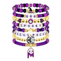 FAERLIIRY Halloween Bracelets for Women Preppy Heishi Bracelets HOCUS POCUS SPOOKY Letter Stack Vinyl Disc Beads Surfer Stretch Bracelet Halloween Cosplay Jewelry Gifts - style: SPOOKY BOO