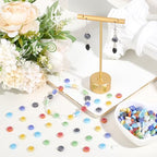 1 Box 180PCS 8MM Lampwork Glass Beads with Hole Handmade Flat Round Spiral Millefiori Mosaic Stripe Colorful Loose Spacer Bead Bulk for Jewelry Making Earrings Bracelets Necklace DIY Craft