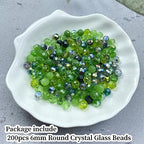 200pcs 6mm Round Crystal Glass Beads Round Faceted Spacer Beads for Jewelry Making Bracelet Earring Necklace Wind Chimes Suncatchers DIY Craft Making Supplies(Green Series) - color: Green Series, size: 6mm
