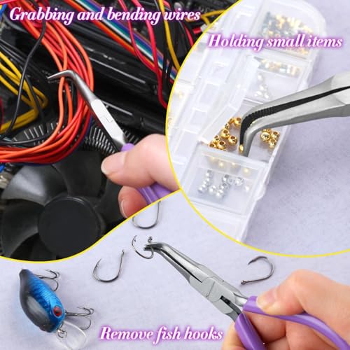 SPEEDWOX Bent Needle Nose Pliers With Serrated Jaw Mini Bent Long Nose Pliers Needle Remover Pliers Fishing Tools Precision Pliers for Jewelry Making Wire Bending and Small Object Gripping - style: Bent Needle Nose Pliers