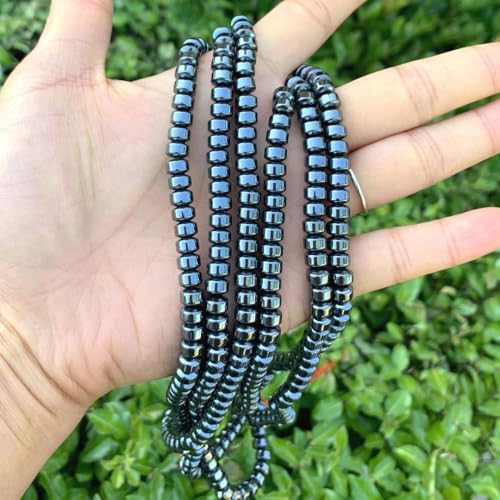 300pcs Adabele Grade A Natural Black Hematite Healing Gemstone 6mm x 4mm Round Rondelle Loose Beads Gem Stone Spacer for DIY Craft Jewelry Making GFC8-1 - color: Black Hematite, size: 6x4mm (300pcs/3 Strands)