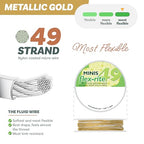 The Beadsmith Flex-Rite Beading Wire - 49-Strand Nylon-Coated Stainless-Steel Wire, 0.018" (0.45 mm) Dia, Metallic Gold, 10 ft Spool, Durable Necklace & Bracelet String, for Jewelry Making Supplies - color: Metallic Gold, size: .018” Dia - 10 Ft