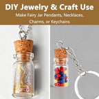 12 Sets Mini Glass Bottles with Cork Tiny Vials and Jars Miniature Bottle Charms with Eye Screws and Small Funnel Small Necklace Jar Accessories and DIY Keychain Craft Supplies(1ml)