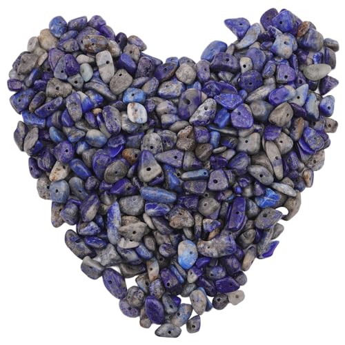400pcs Natural Chip Stone Beads for Jewelry Making Lapis Lazuli 5-8mm Irregular Gemstones Healing Crystal Loose Rocks Bead Hole Drilled for Ring Earrings Necklace Bracelet Making DIY Art Crafts - color: Lapis lazuli (2 Strands-62")