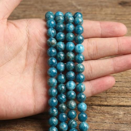 Yochus 45pcs Blue Apatite Stone Beads，8mm Healing Power Natural Stone Round Loose Beads for Jewelry Making Earring Necklace DIY Crafts - color: Blue Apatite Stone, size: 8mm 45beads