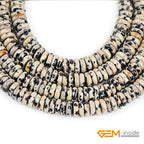 GEM-Inside 2x6mm Natural Dalmatian Dalmation Jasper Stone Heishi Disc Rondelle Spacer Beads for Jewelry Making Full 15" Strand Energy Stone Healing Power Crystal Crystal - color: Dalmation Jasper