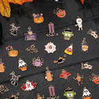 MARFOREVER 40 Pcs/20 Pairs Halloween Charms, Enamel Halloween Charms Bulk Pumpkin Bat Skeleton Witch Spider Candy Charm Pendants for Jewelry Bracelet Necklace Making - style: Halloween