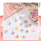 108 Pcs 6 Different Words Valentine's Day Candy Heart Charms Pendant DIY Heart Earring Charms Craft Supply for Jewelry Making