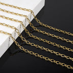 KYUNHOO 13 Feet Gold Plated Stainless Steel Bulk Chains for Jewelry Making Embossed Rhombic Chain Links with Lobster Clasps Jump Rings for Necklace DIY Supply Jewelry Findings - color: Twist Gold