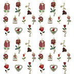 Sailanzi 20pcs Alloy enamel Valentine's Day series rose set Pendant Jewelry Making DIY Keychain Earrings Pendant Various Design Charms for Jewelry Making Bracelets Necklace (SN785) - color: SN785
