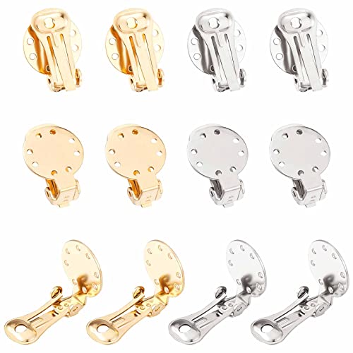 SUNNYCLUE 1 Box 20Pcs 2 Colors Clip on Earrings Findings Round Flat Back Earring Clips Stainless Steel Earring Converters Non-Pierced Earring Settings for Women Adults Jewelry Making DIY Crafts - color: 20pcs 2 Colors Stainless Steel Earring Clips