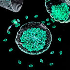 PH PandaHall 150Pcs Glow in The Dark Beads UV Glow Beads Fishing, 9x6mm Pale Turquoise Glass Teardrop Bead Frosted Bead Luminous Green Light in The Dark for Jewelry Making DIY Crafts