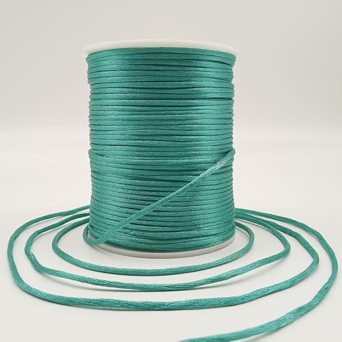 2 mm 330 Feet Satin Nylon Cord String for Jewelry Making Bracelet Necklaces Beading Thread Rattail Macrame Kumihimo Chinese Knot Craft - size: Teal