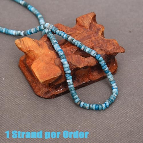 BONNY BOXX 1 Strand (150PCs) Natural 2 * 4mm Apatite Rondelle Beads, Natural Abacus Disk Stone Beads Loose Spacer Gemstone for DIY Bracelet Necklace Jewelry Making - color: Apatite, size: 2*4MM