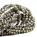 100pcs Natural Stone Beads 8mm Dalmation Jasper Round Genuine Real Stone Beading Loose Gemstone Hole Size 1mm DIY Charm Smooth Beads for Bracelets Necklaces Earrings Jewelry Making Crafts - color: Dalmation Jasper