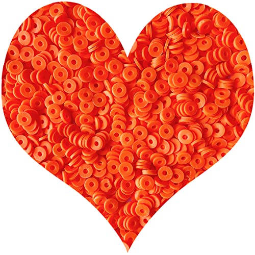 3000Pcs Flat Round Polymer Beads Vinyl Heishi Beads for Jewelry Making Women Necklace Bracelet Earrings(10-Orange) - color: 10-Orange