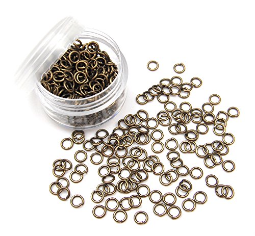 ALL in ONE 15 Gram/300pcs 4mm Antique Bronze Plated Open Jump Ring with 5 Gram Storage Box - color: Antique Bronze, size: 4mm