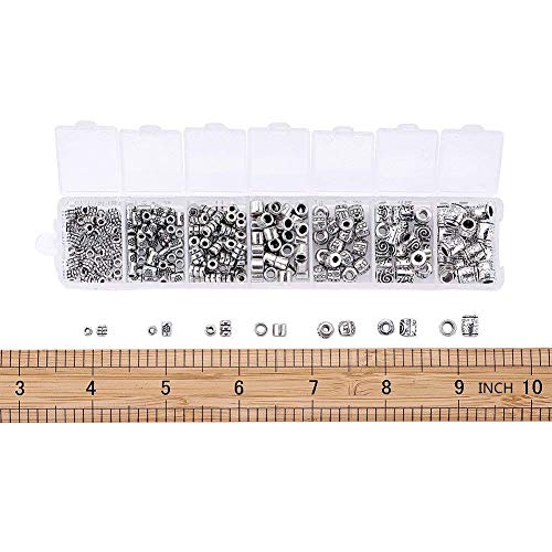 Beadthoven 260pcs 7 Style Tiny Antique Silver Column Spacer Beads 4-8mm Tibetan Alloy Tube Metal Spacers for Jewelry Necklace Bracelet Making Hole: 1.5-3.5mm - color: Antique Silver-Tube-7 Style