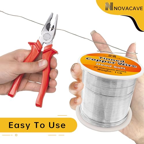 Tinned Copper Wire, 20 Gauge, 330Ft, 1Lb Spool, for Stained Glass, Crafting, Beading, Jewelry Making - size: 20 GA