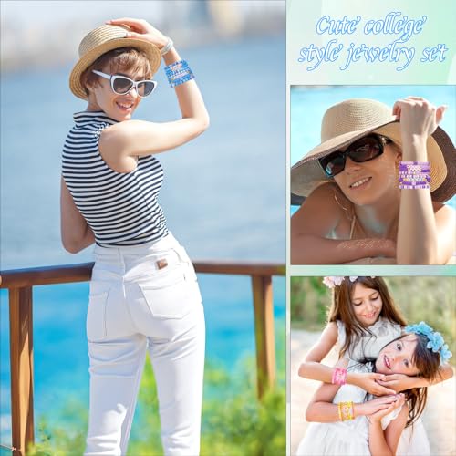 LUYI 32 Pcs Preppy Jewelry Bracelets for Women Clay Bead Colorful Surfer Heishi Bracelet Set Stackable Beaded Friendship Stretch Bracelets Boho Y2K Summer Beach Elastic Layering Bracelets - style: 48PCS-Bracelets