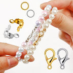 1000PCS Jewelry Making Accessories Set, 100 Lobster Claw Clasps 300 Crimp Beads Crimp Beads Clasps Caps 600 Open Jump Ring Connectors for DIY Bracelet Necklace Crafts Jewelry Making(Gold) - color: Gold