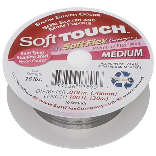 Soft Flex 49 Strand Stringing Wire - Flexible Braided - Medium 0.19 Diameter - Jewelry Making Bead Wire - Satin Silver - style: 100 Feet