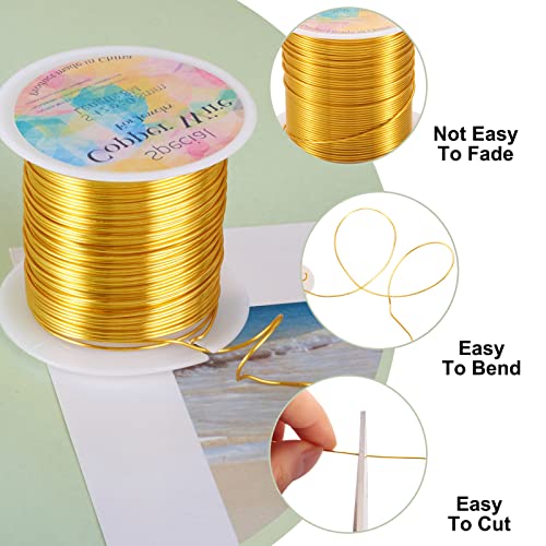 Pandahall 26.3 Feet Tarnish Resistant Copper Wire 20 Gauge Jewelry Beading Craft Wire for Jewelry Making (Golden)