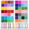 PAXCOO 3200pcs 6mm Glass Beads for Jewelry Making, 56 Colors Glass Beads for Bracelet Making, Beaded Bracelets Kit for Bracelet Earring Necklace Jewelry Making Supplies
