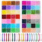 PAXCOO 3200pcs 6mm Glass Beads for Jewelry Making, 56 Colors Glass Beads for Bracelet Making, Beaded Bracelets Kit for Bracelet Earring Necklace Jewelry Making Supplies