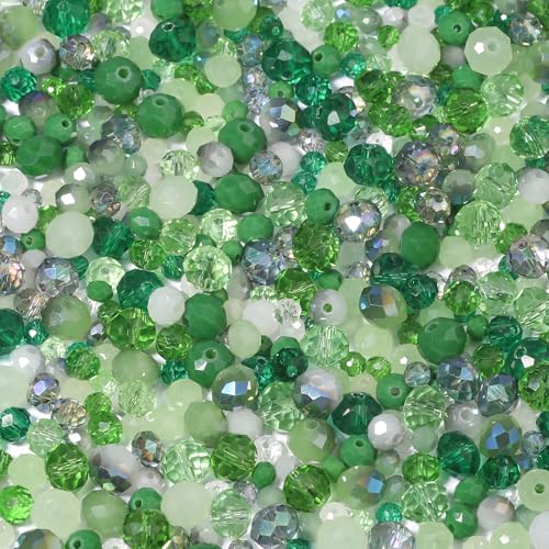 Songxi 1000pcs 4mm/6mm/8mm Green Glass Beads for Jewelry Making, 10 Style 3 Size Crystal Beads for Bracelets Jewelry Making, Spacer Beads for Keychain Making Necklace Earring DIY Arts and Crafts - color: Green, size: 4mm/6mm/8mm